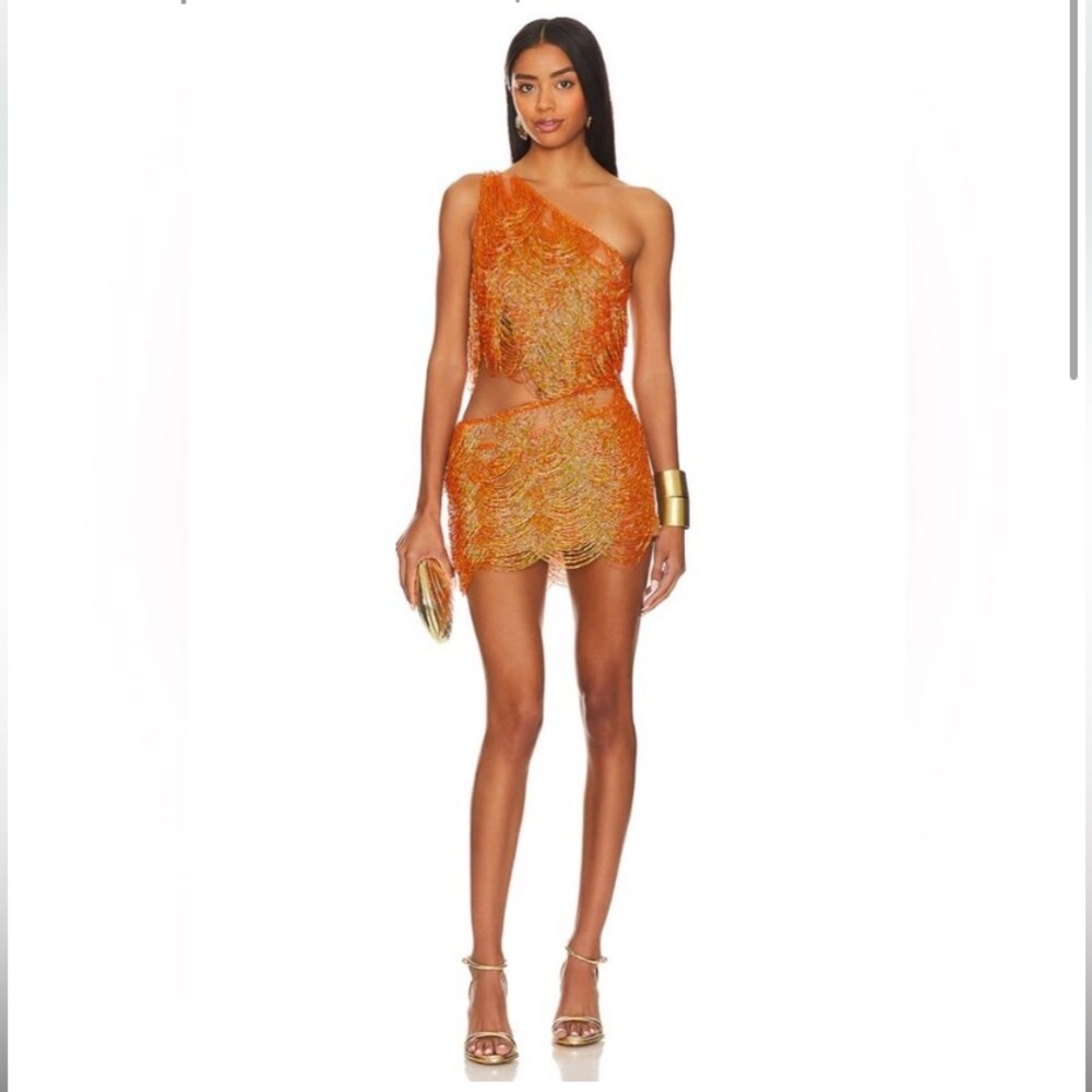 Bronx & Banco Wayla One Shoulder Mini Dress in Copper